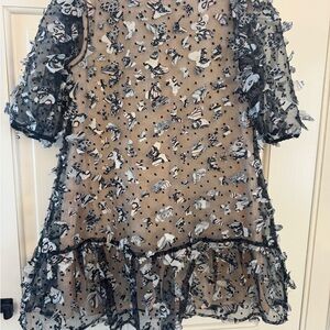 Floral Embroidered butterfly Sheer Dress by Spanish designer tutto piccolo